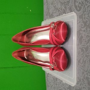 Wild Diva Red Satin Heels